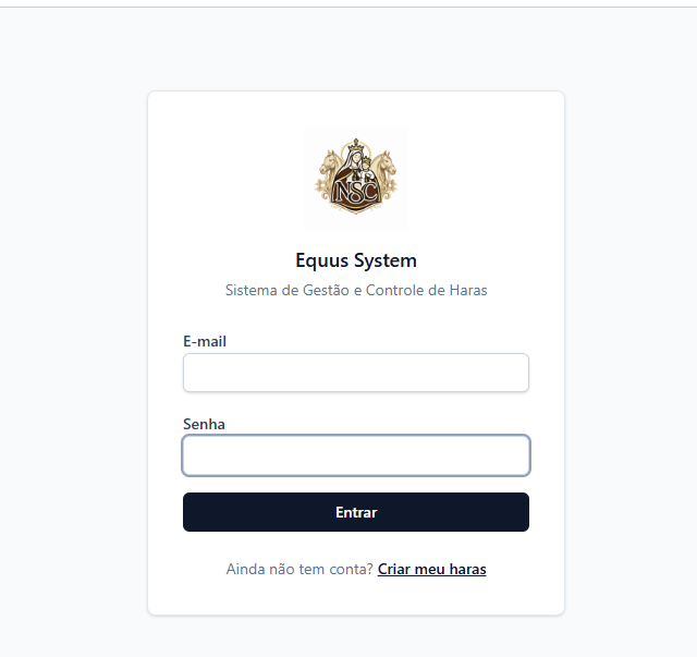 Tela de login do Equus System